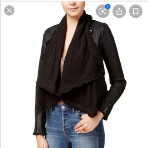 Free People Black Mixed Media Jean Jacket